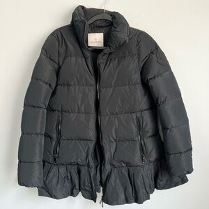 Moncler Size 1 (S) • Black Peplum Quilted Down Puffer Jacket Coat.
